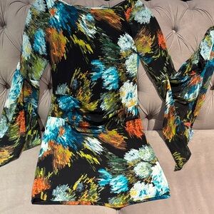 Floral Mini bohemian flutter sleeves Dress in S